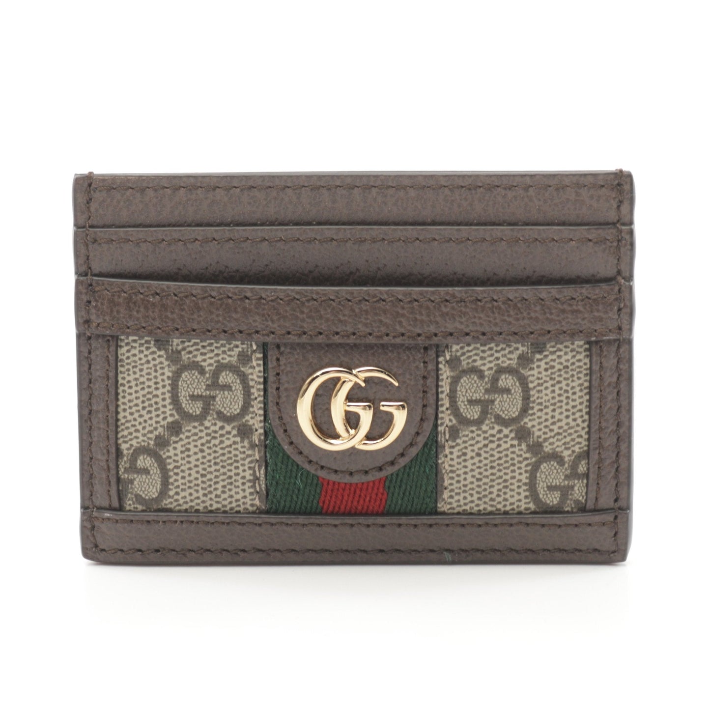 Luxury Gucci Trending 2025 Ophidia GG Supreme Card case Leather PVC Dark brown Beige Multicolor