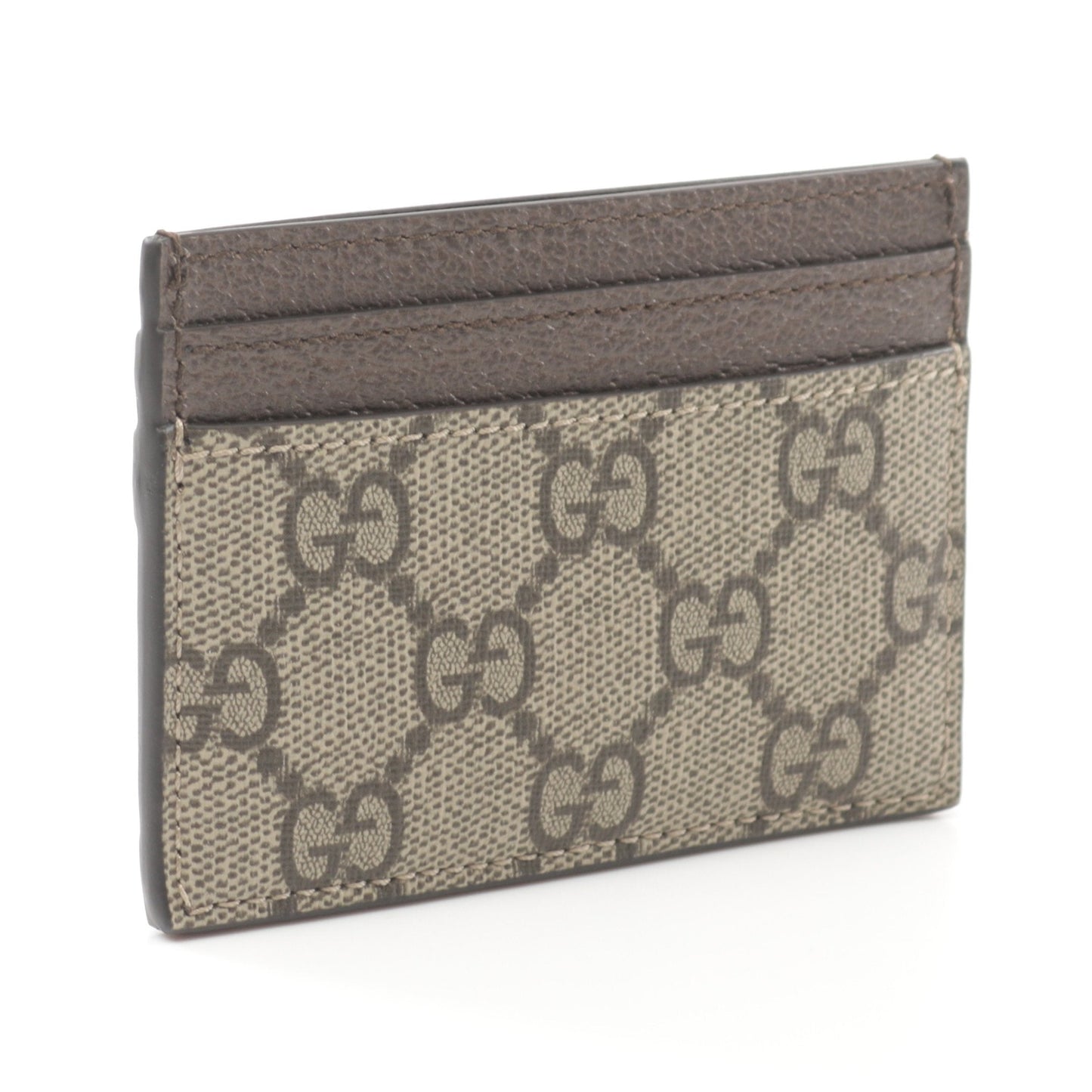 Luxury Gucci Trending 2025 Ophidia GG Supreme Card case Leather PVC Dark brown Beige Multicolor