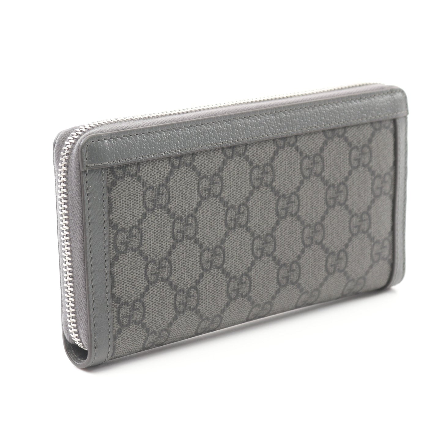 Luxury Gucci Trending 2025 Ophidia GG Supreme Round zipper long wallet PVC Leather Gray