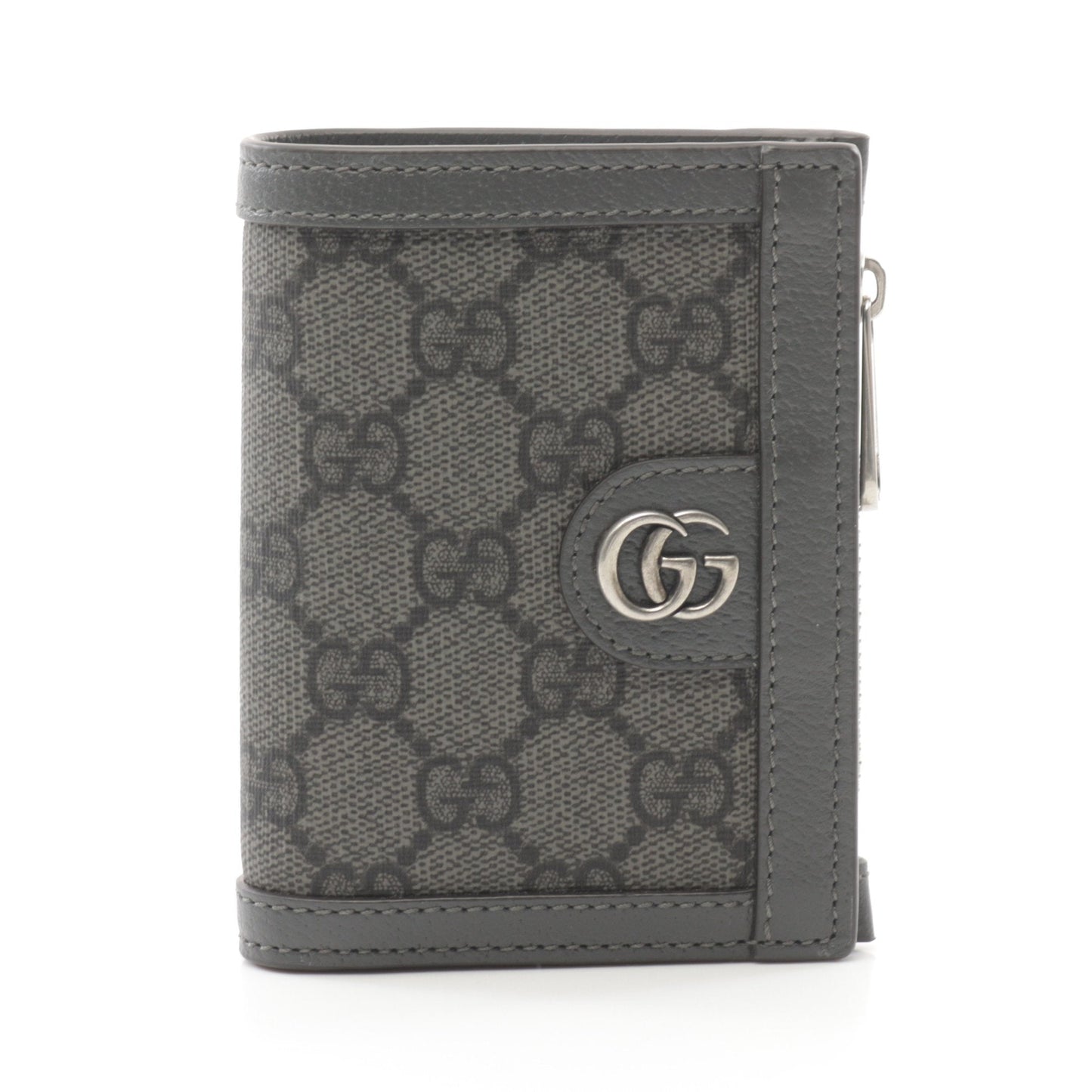 Luxury Gucci Trending 2025 Ophidia GG Supreme Long wallet Bi-fold wallet PVC Leather Gray