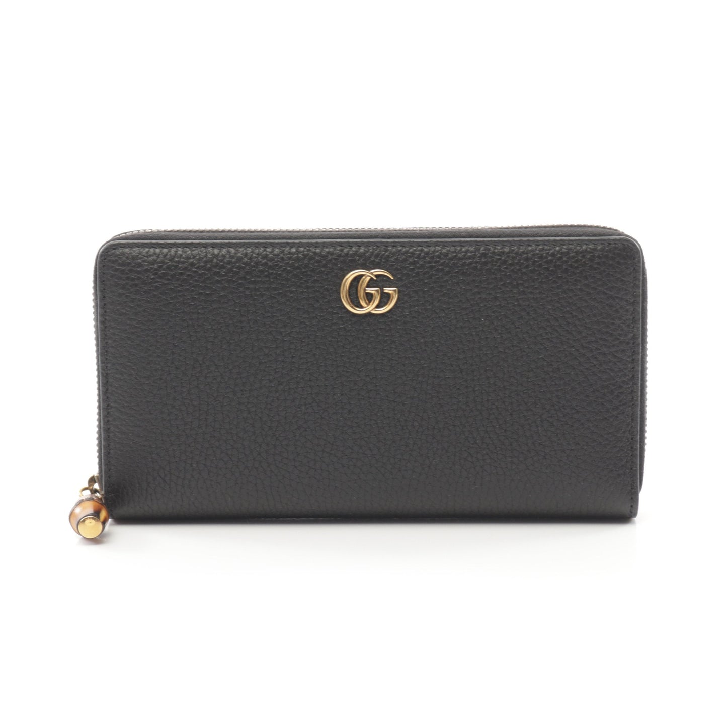 Luxury Gucci Trending 2025 Bamboo Round zipper long wallet Leather Black