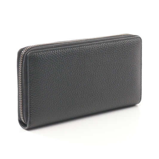Luxury Gucci Trending 2025 Bamboo Round zipper long wallet Leather Black