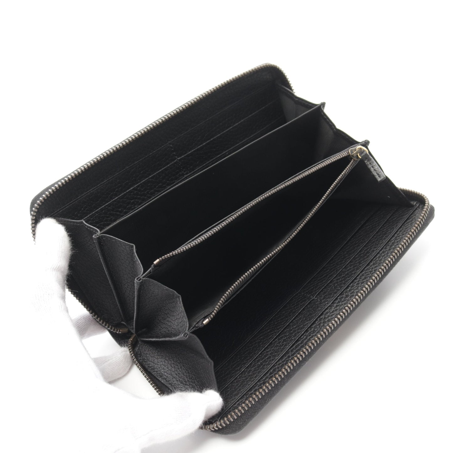 Luxury Gucci Trending 2025 Bamboo Round zipper long wallet Leather Black