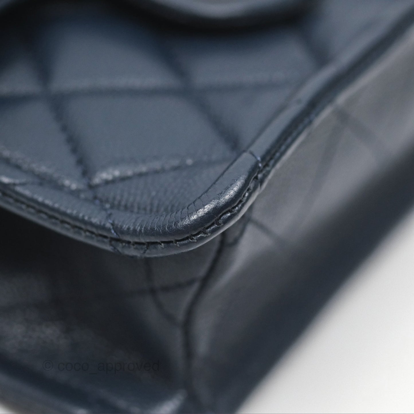 Chanel Mini Square Sweet Quilted Flap Navy Caviar Aged Gold Hardware 21P