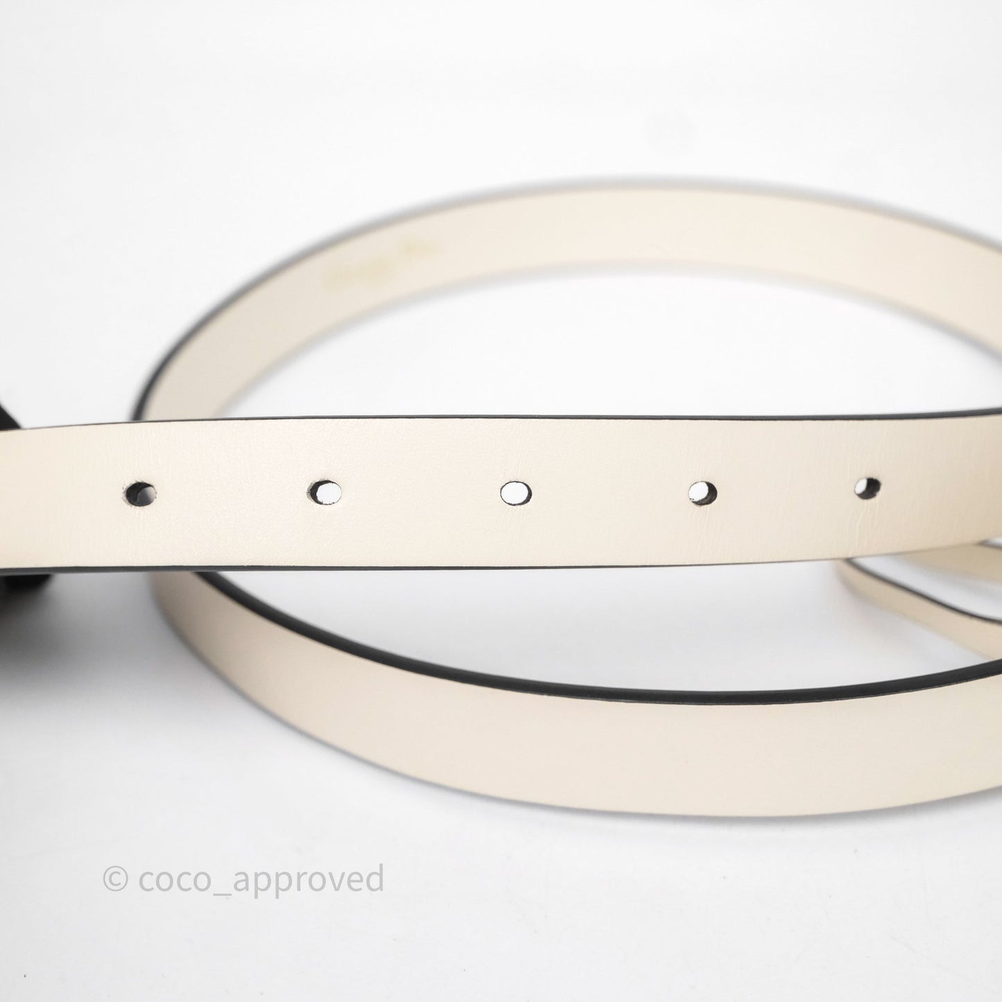 Christian Dior Saddle Belt Ivory White Calfskin Gold Hardware 20mm Size 70