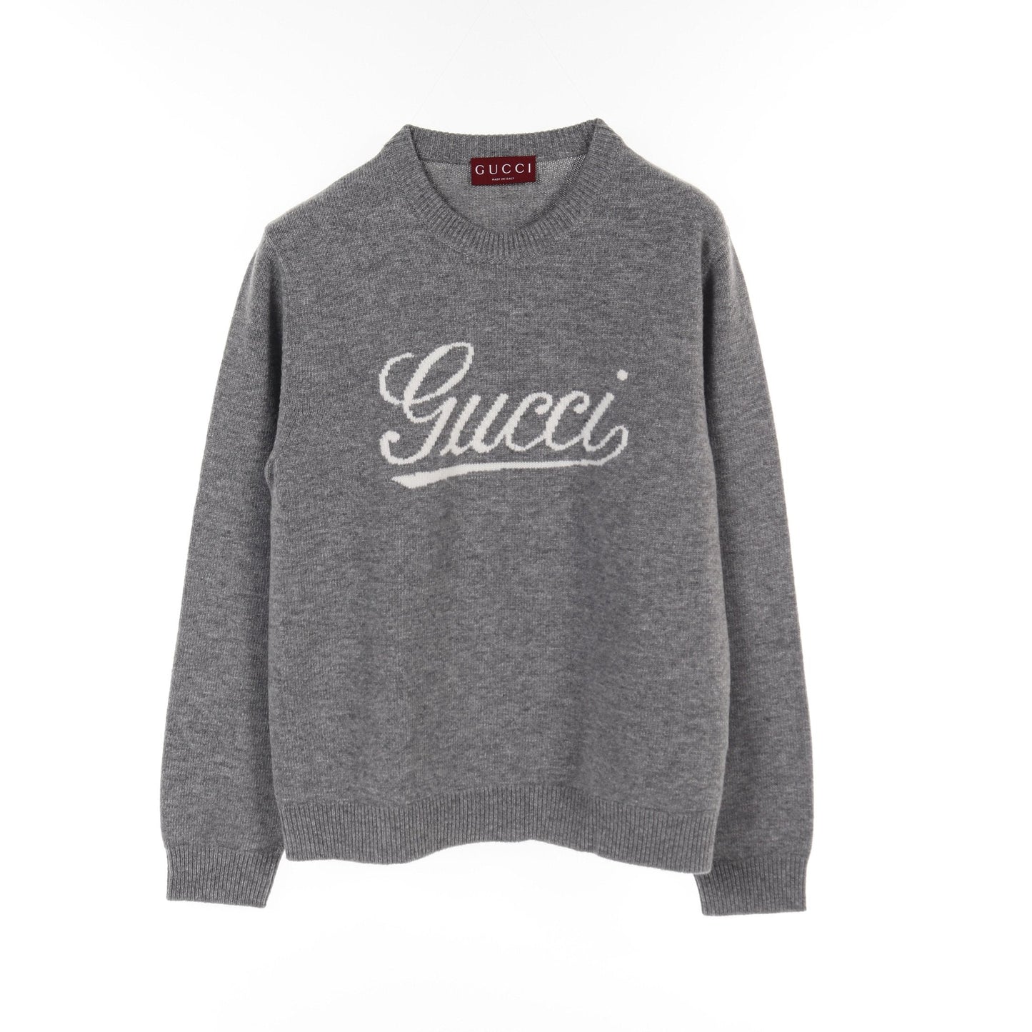Luxury Gucci Trending 2025 Intarsia Knit Crew neck Wool Gray
