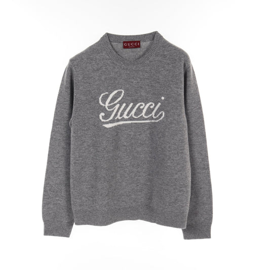Luxury Gucci Trending 2025 Intarsia Knit Crew neck Wool Gray