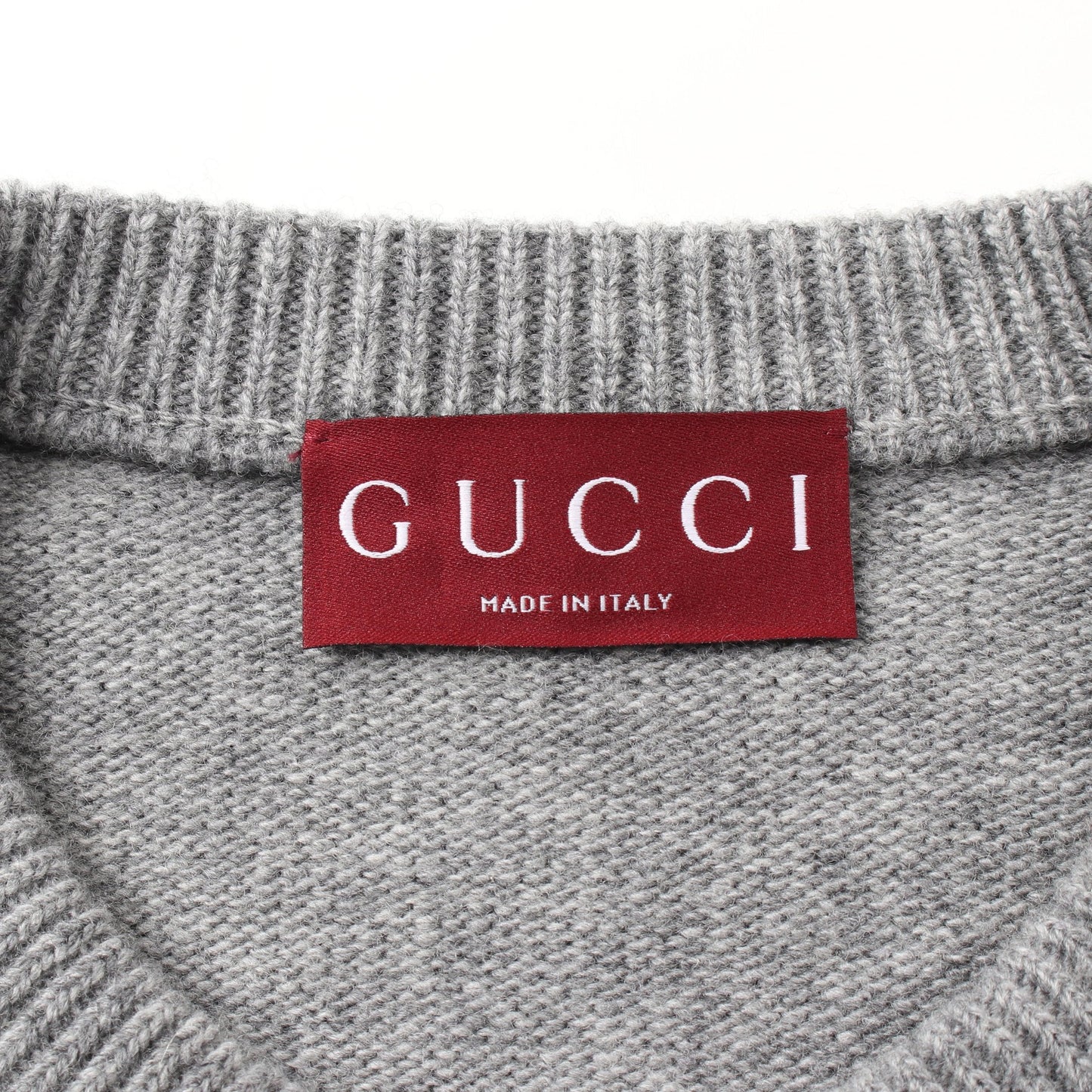 Luxury Gucci Trending 2025 Intarsia Knit Crew neck Wool Gray