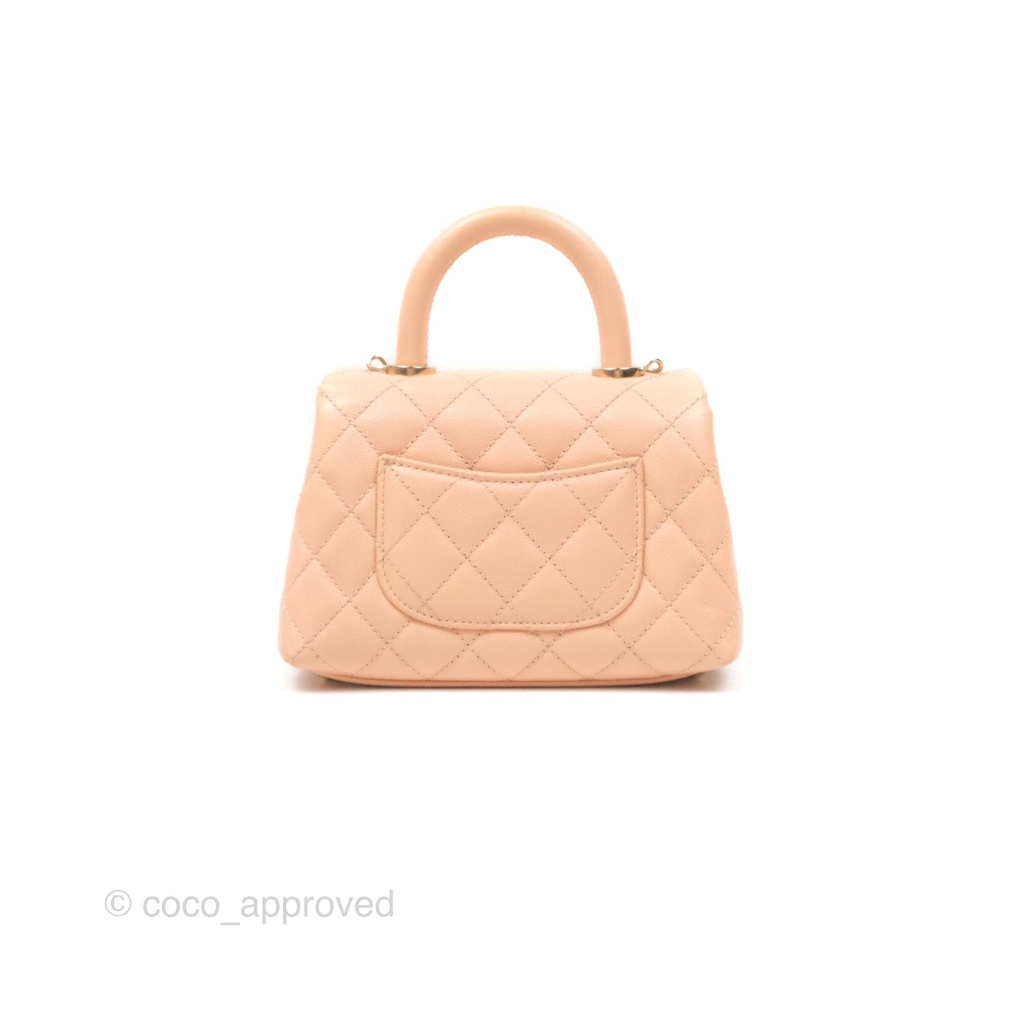 Chanel Quilted Mini Coco Handle Caviar Pink Beige Gold Hardware