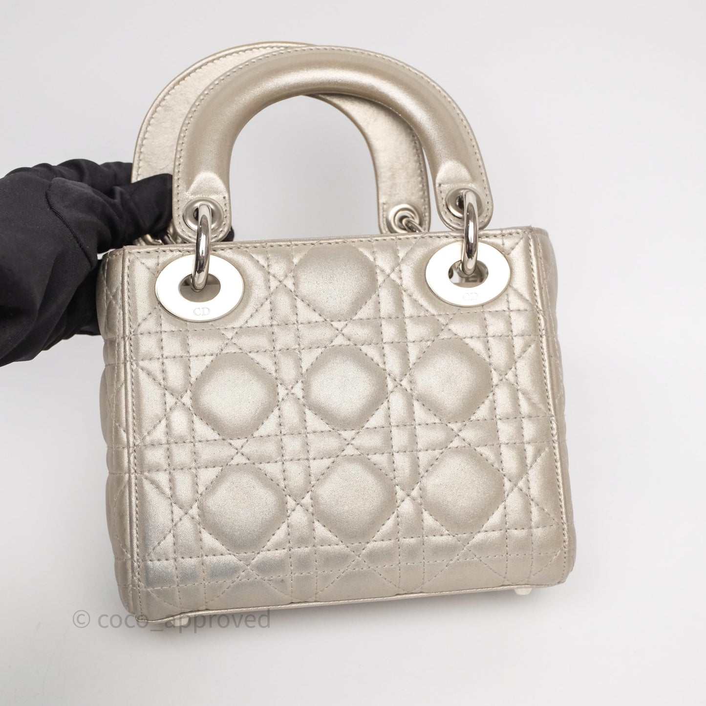 Christian Dior Mini Lady Dior Metallic Silver Nubuck Silver Hardware