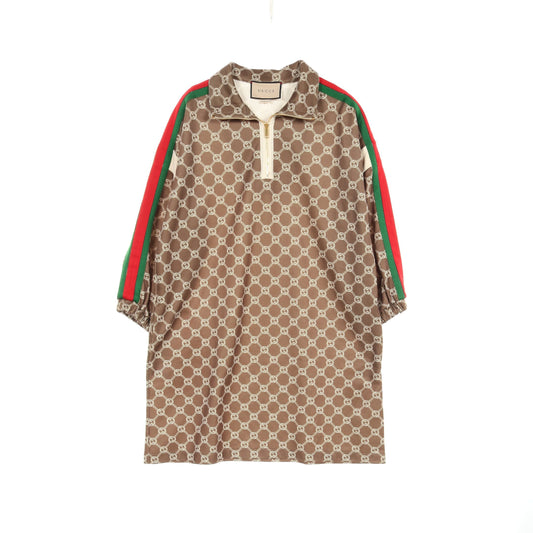 Luxury Gucci Trending 2025 Interlocking G Technical jersey Dress One piece Cotton Brown Multicolor