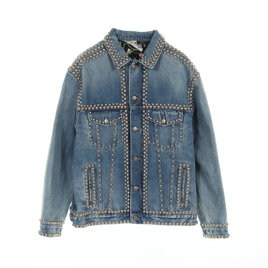 Luxury Gucci Trending 2025 Denim Jacket Bee embroidery Cotton Blue Studs