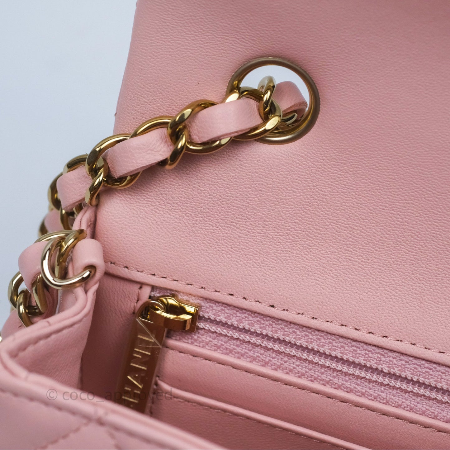 Chanel Quilted Mini Rectangular Flap Pink Lambskin Gold Hardware