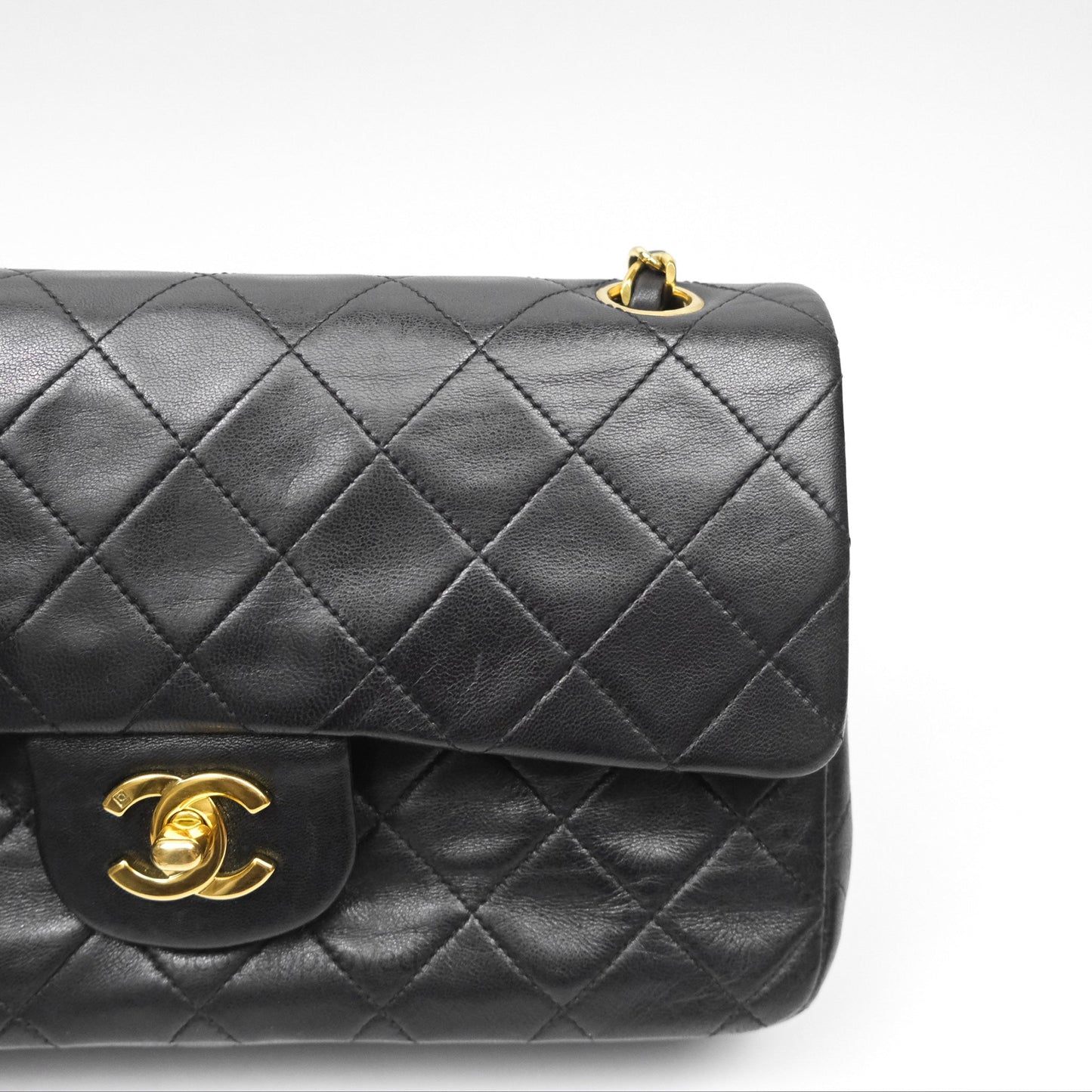 Chanel Classic Vintage Small Flap Black Lambskin 24K Gold Hardware
