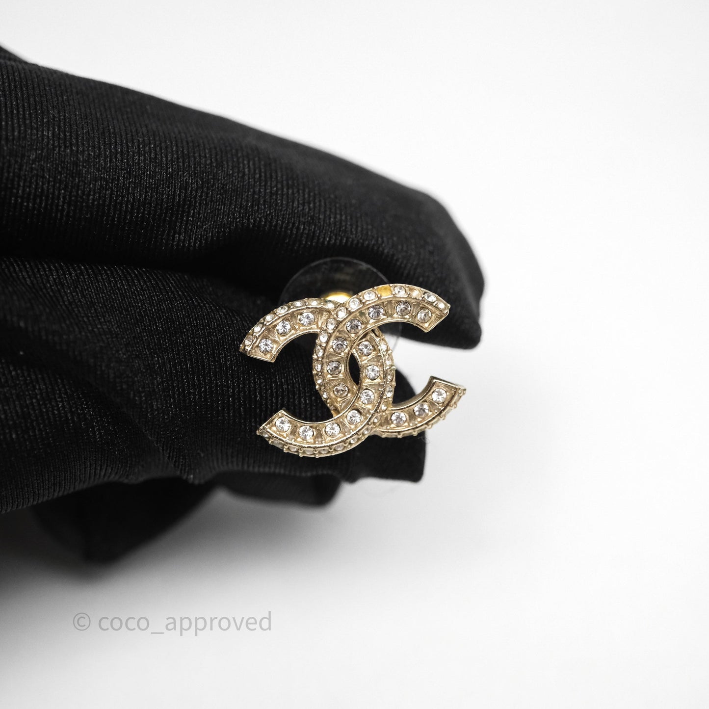 Chanel Crystal CC Earrings Gold Tone 23V