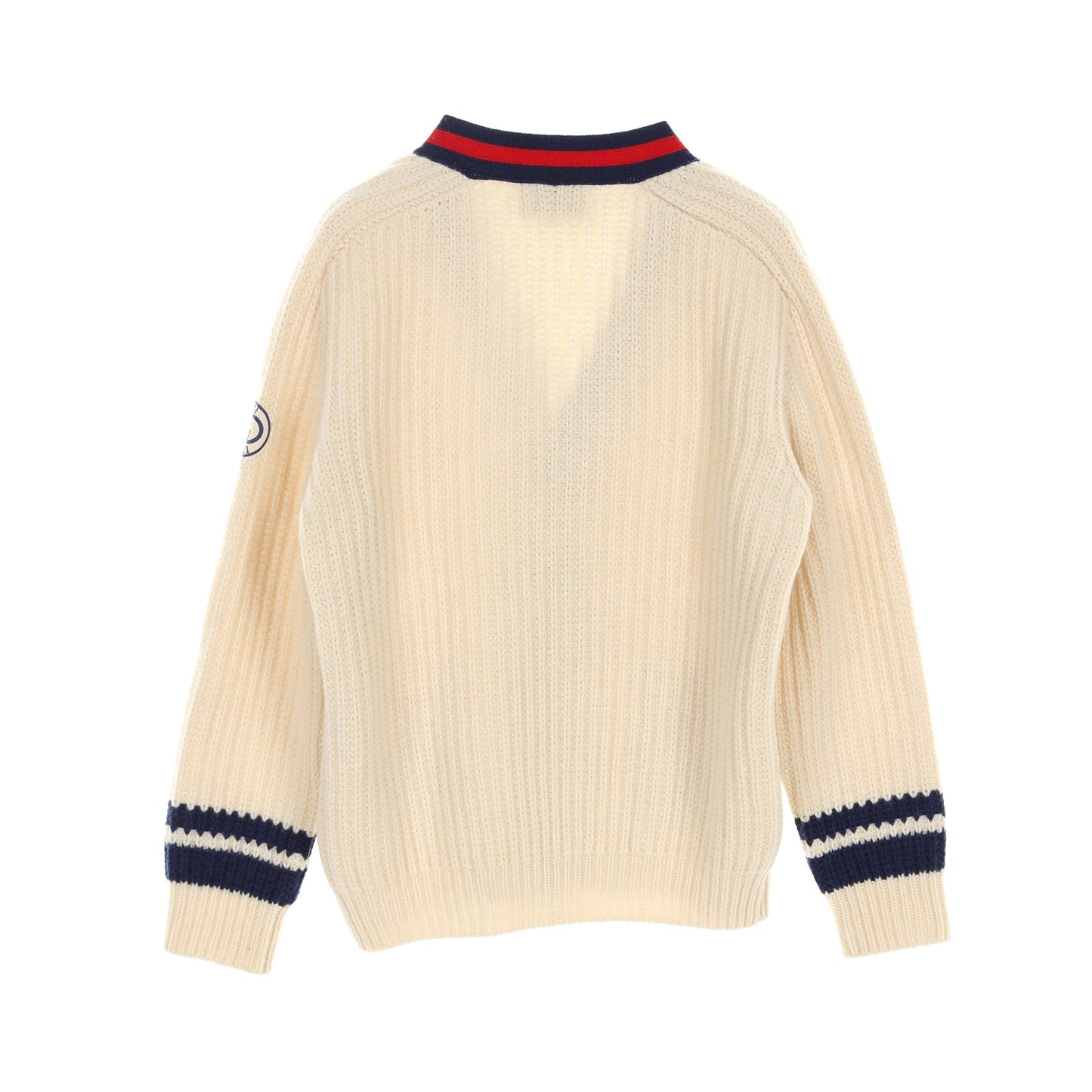 Luxury Gucci Trending 2025 Web stripe Cable Cardigan Wool Ivory Navy Red