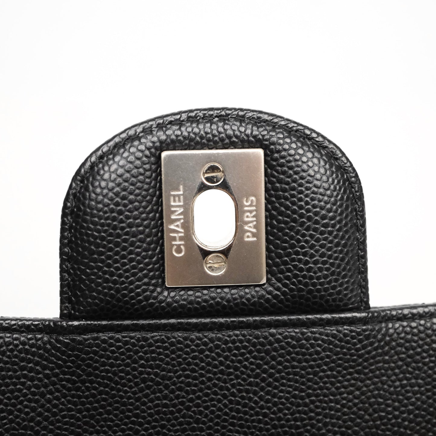 Chanel Mini Rectangular Flap Chevron Black Caviar Silver Hardware