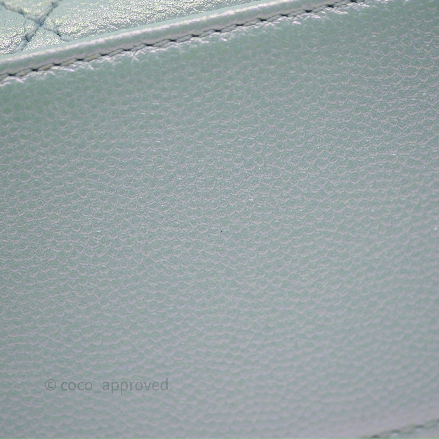 Chanel Mini Coco Handle Quilted Iridescent Light Blue Caviar Rainbow Hardware