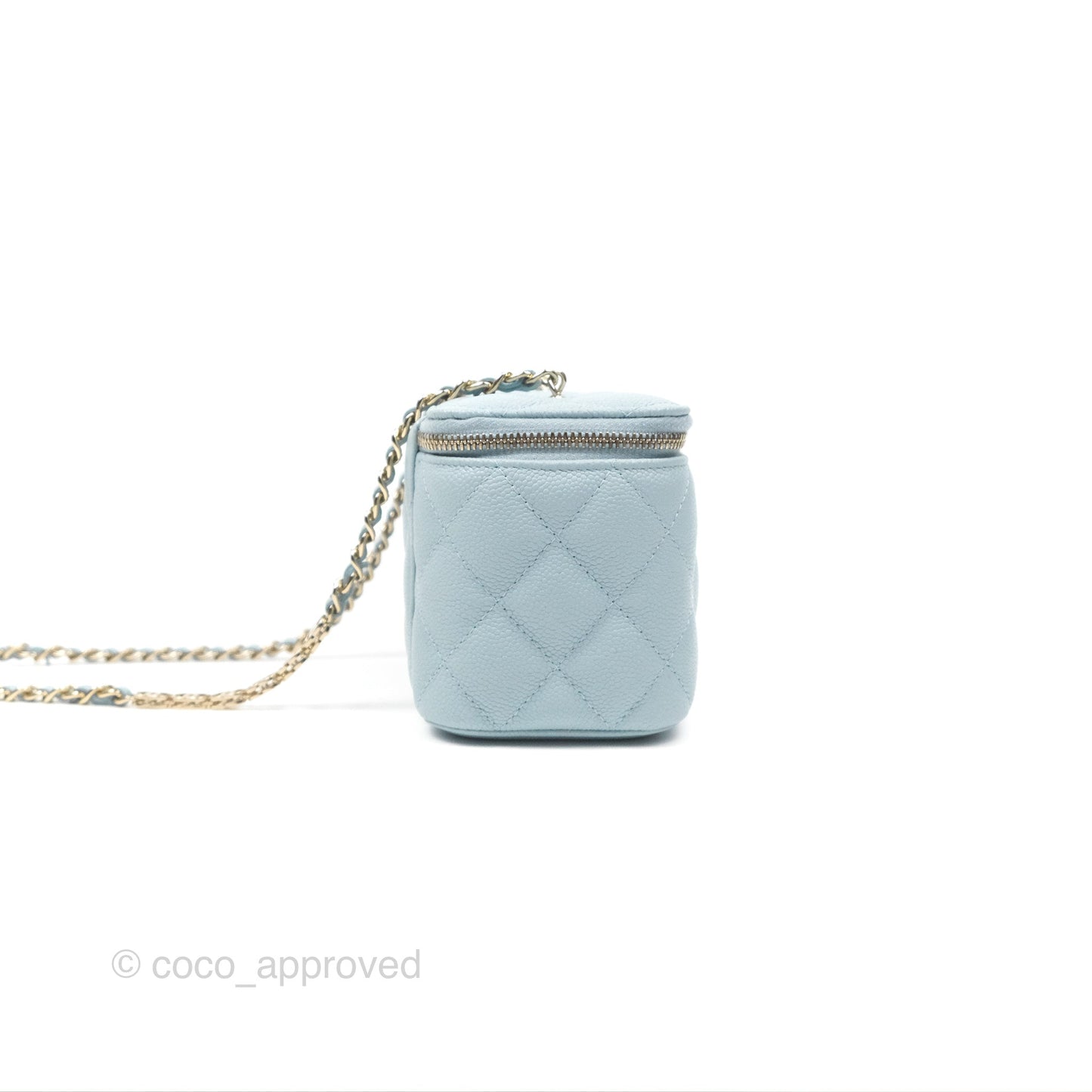 Chanel Vanity with CC Chain Light Blue Caviar Gold Hardware
