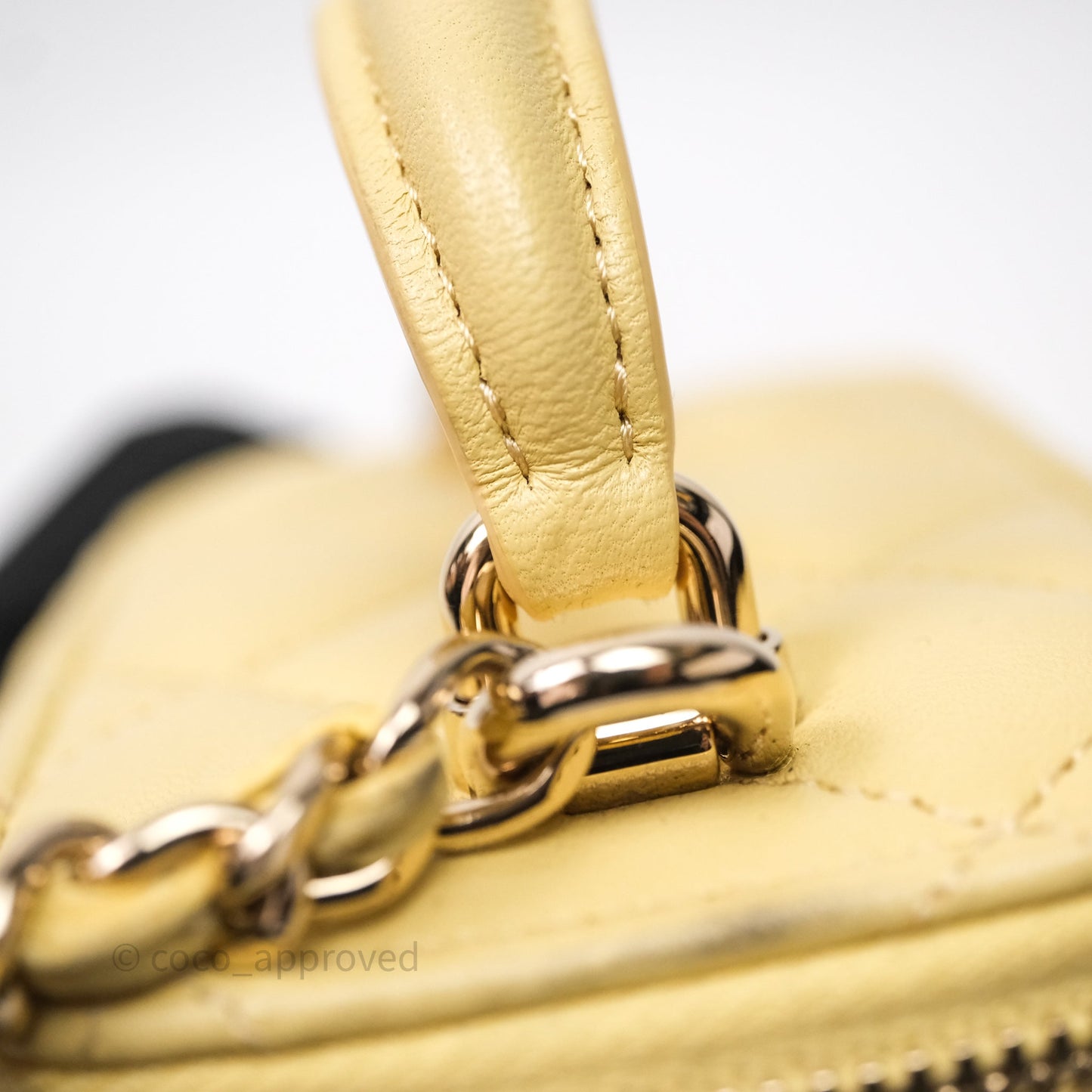 Chanel Mini Top Handle Vanity With Chain Yellow Lambskin Gold Hardware