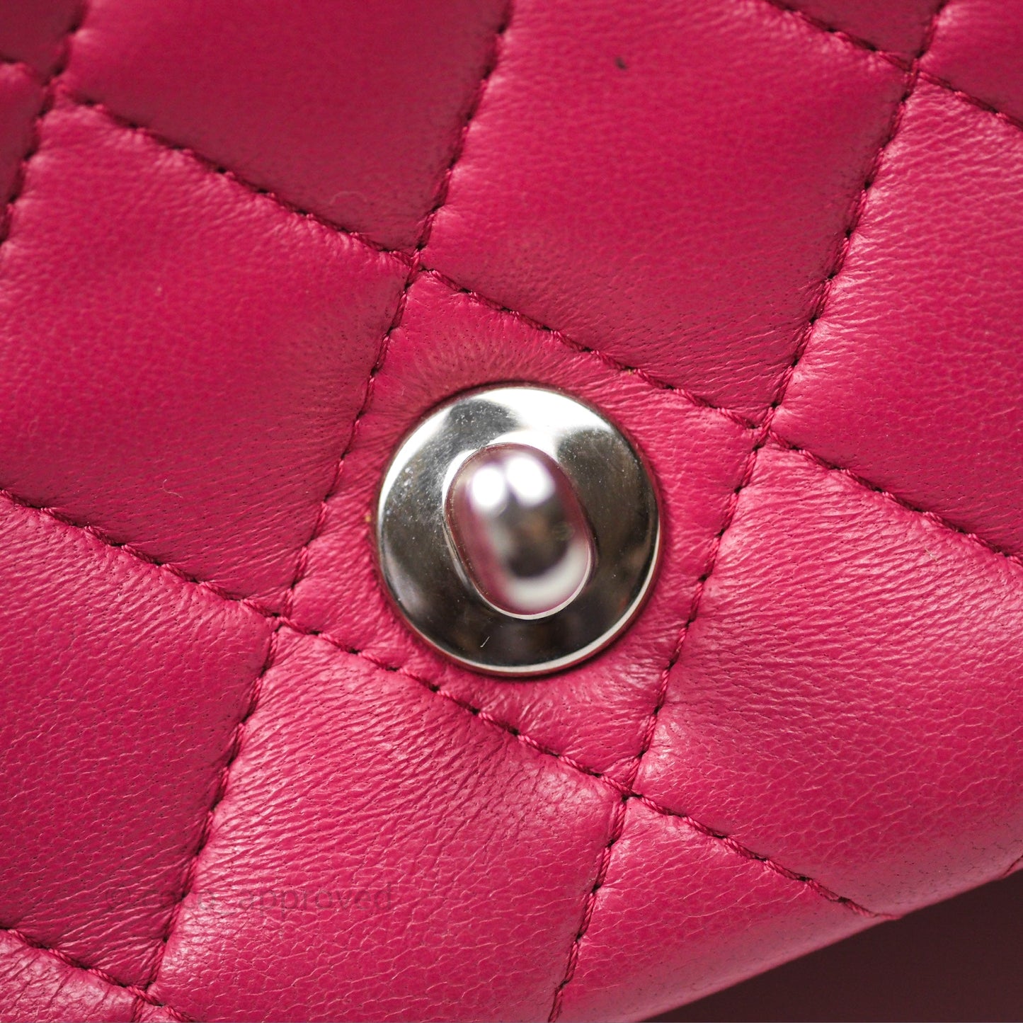 Chanel Quilted Mini Rectangular Flap Dark Pink Lambskin Silver Hardware