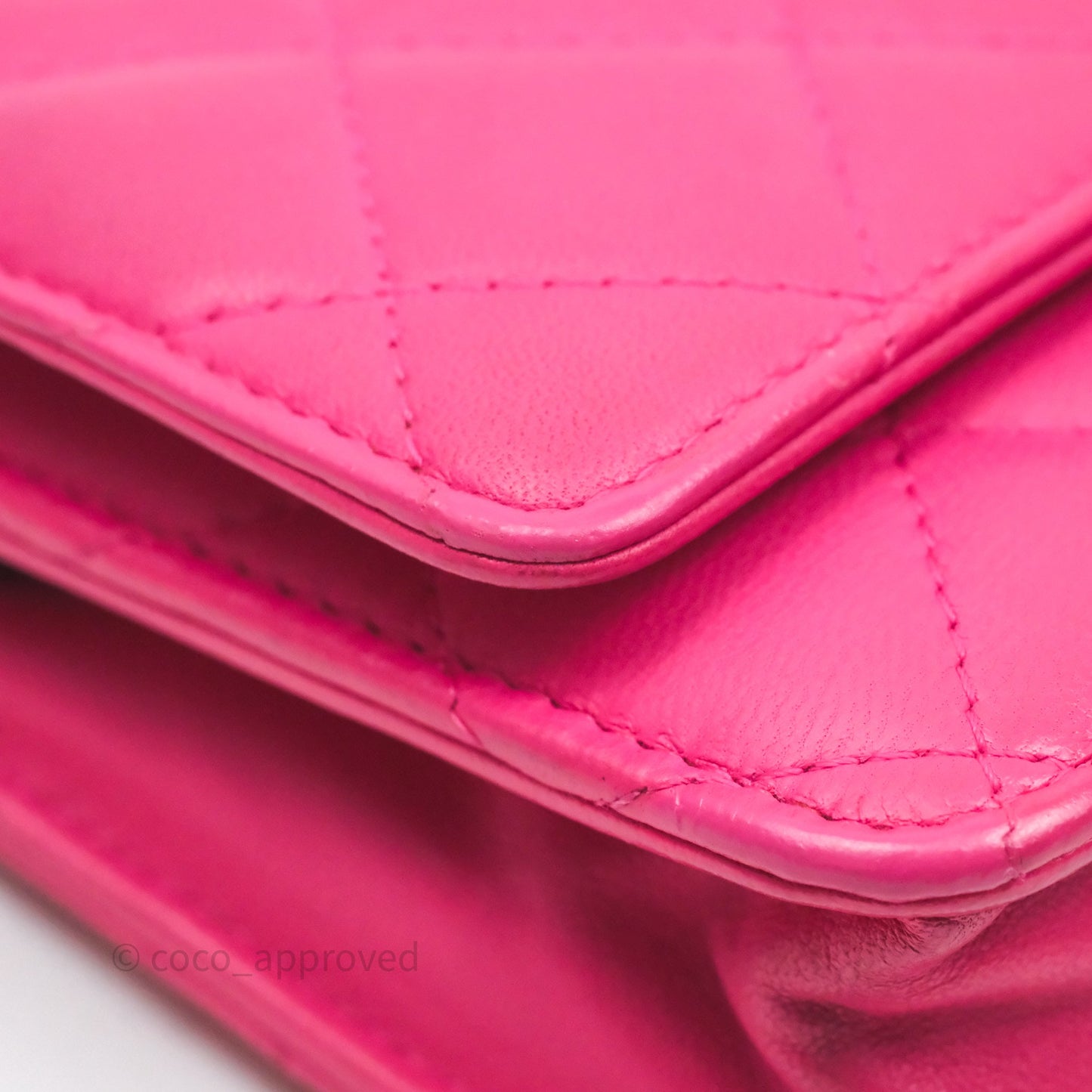 Chanel Quilted Wallet on Chain WOC Pink Lambskin Silver Hardware