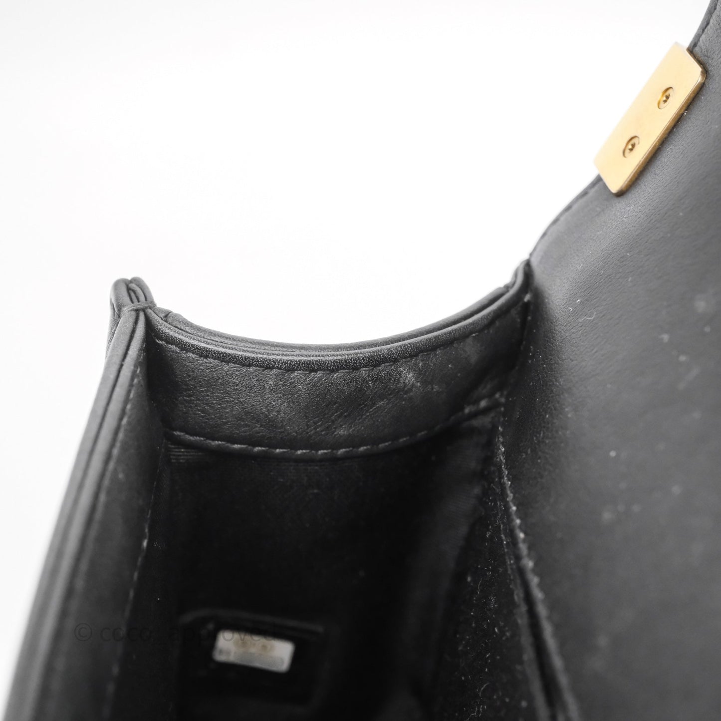 Chanel Small Boy Black Lambskin Aged Gold Hardware