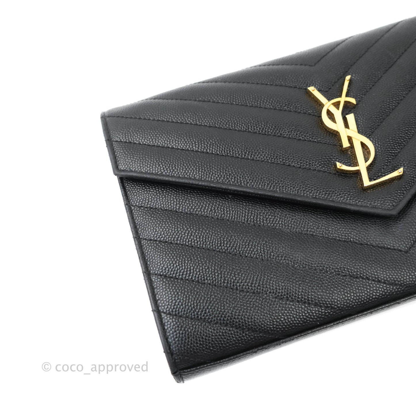 Saint Laurent Wallet on Chain Large Black Grained Leather Gold Hardware