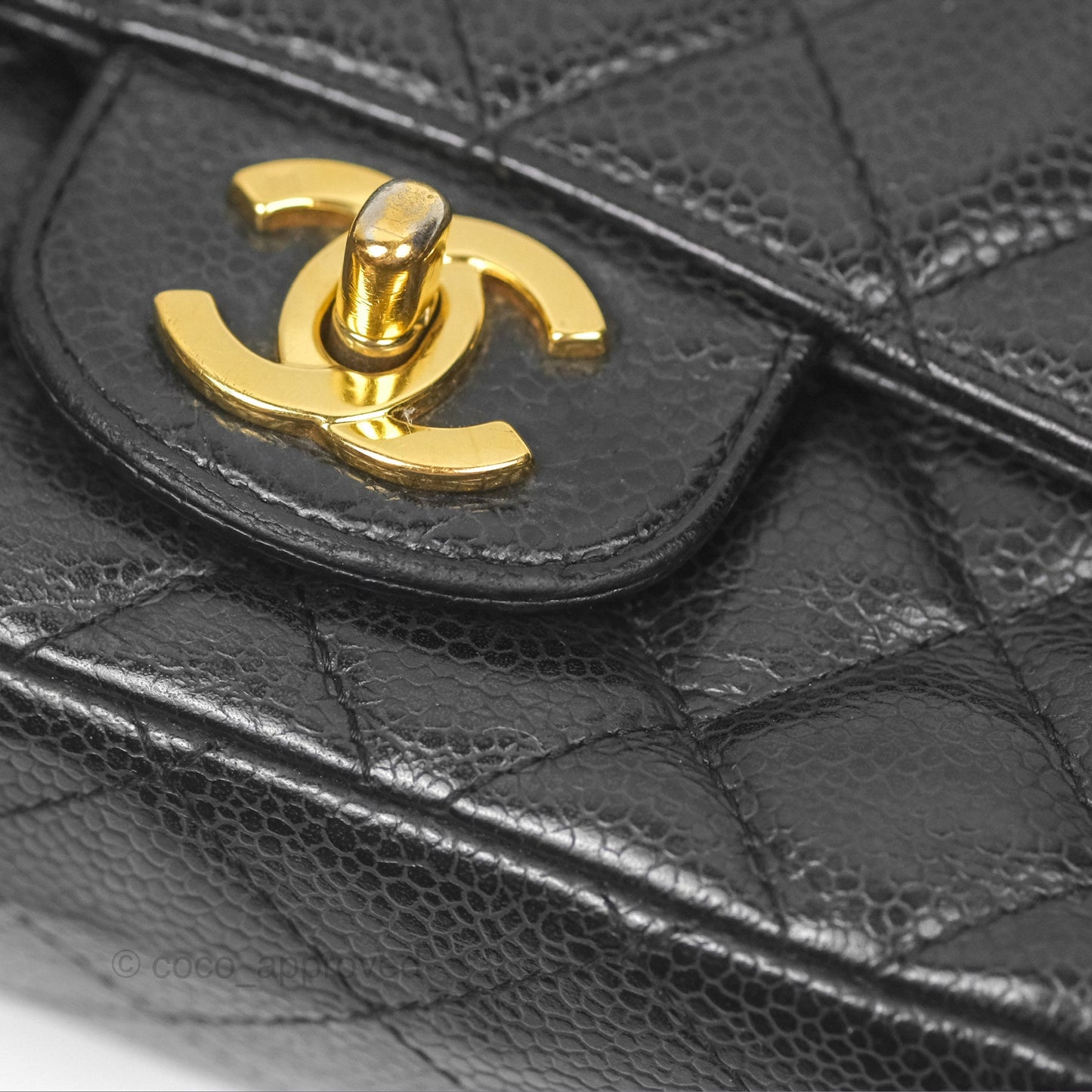 Chanel Vintage Mini Square Quilted Black Caviar Gold Hardware