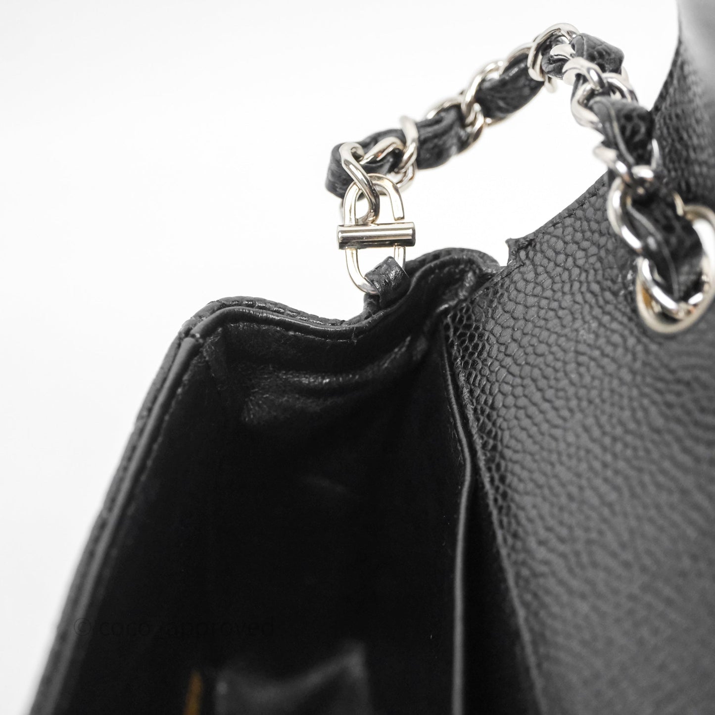 Chanel East West Flap Bag Black Caviar Silver Hardware