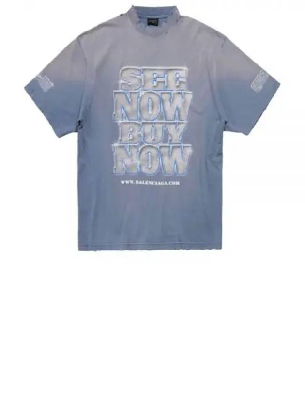 Luxury Balenciaga See Now Buy Now Short Sleeve T-Shirt Blue