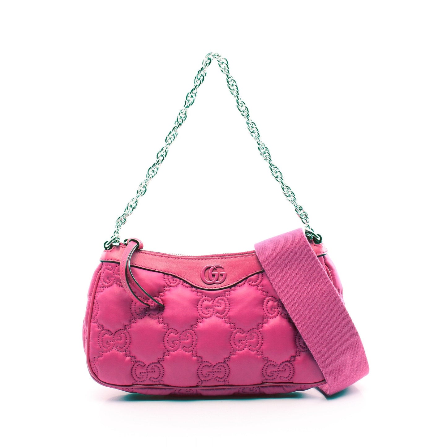 Luxury Gucci Trending 2025 GG Matelasse Chain handbag Nylon Leather Pink purple 2WAY