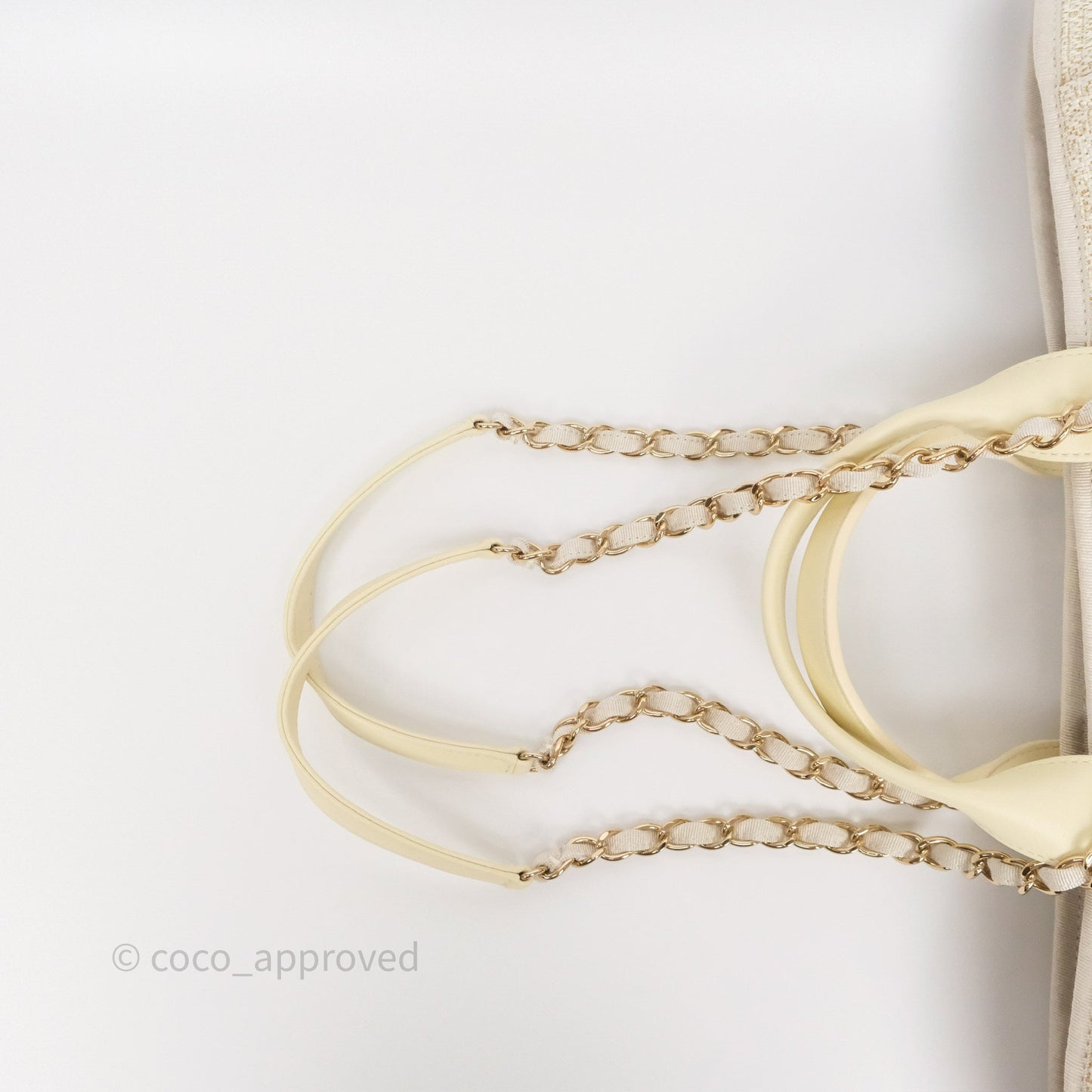 Chanel Large Deauville Ivory/Gold Canvas Gold Hardware