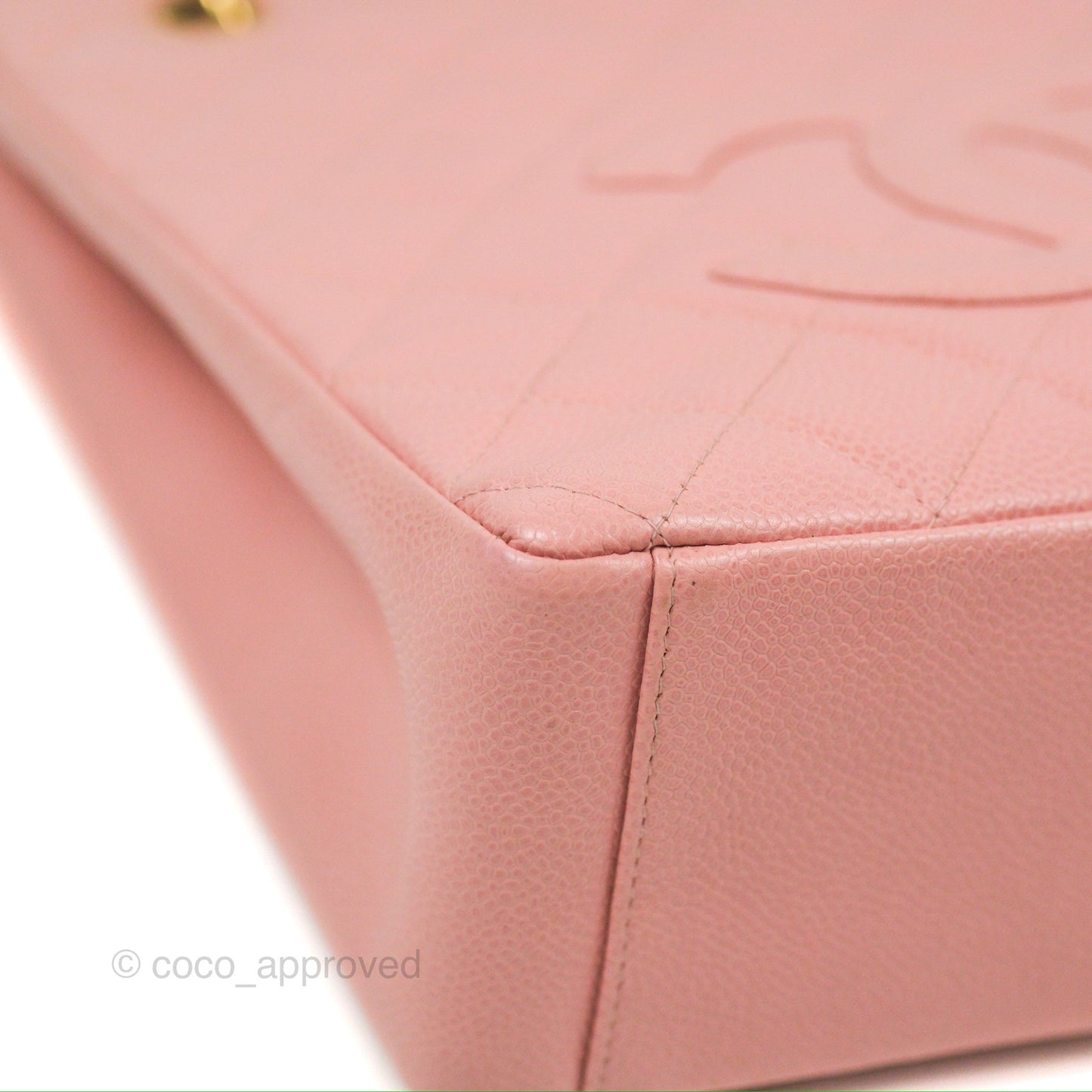 Chanel Quilted Petit Shopping Tote PST Sakura Pink Caviar Gold Hardware