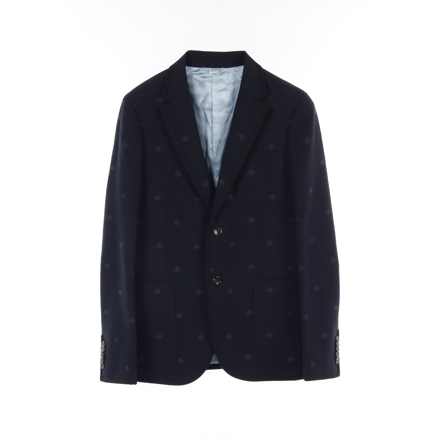 Luxury Gucci Trending 2025 Monaco Bee Stripe Tailored jacket Cotton Navy