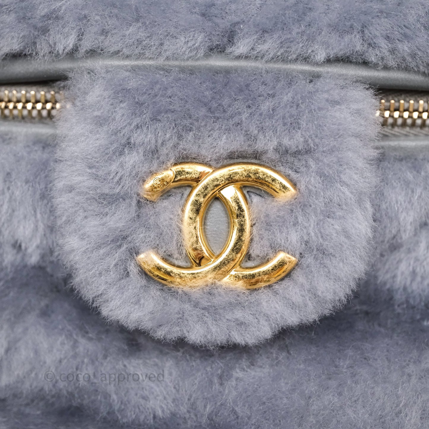 Chanel Vanity Case Grey Shearling Lambskin Gold Hardware 22A