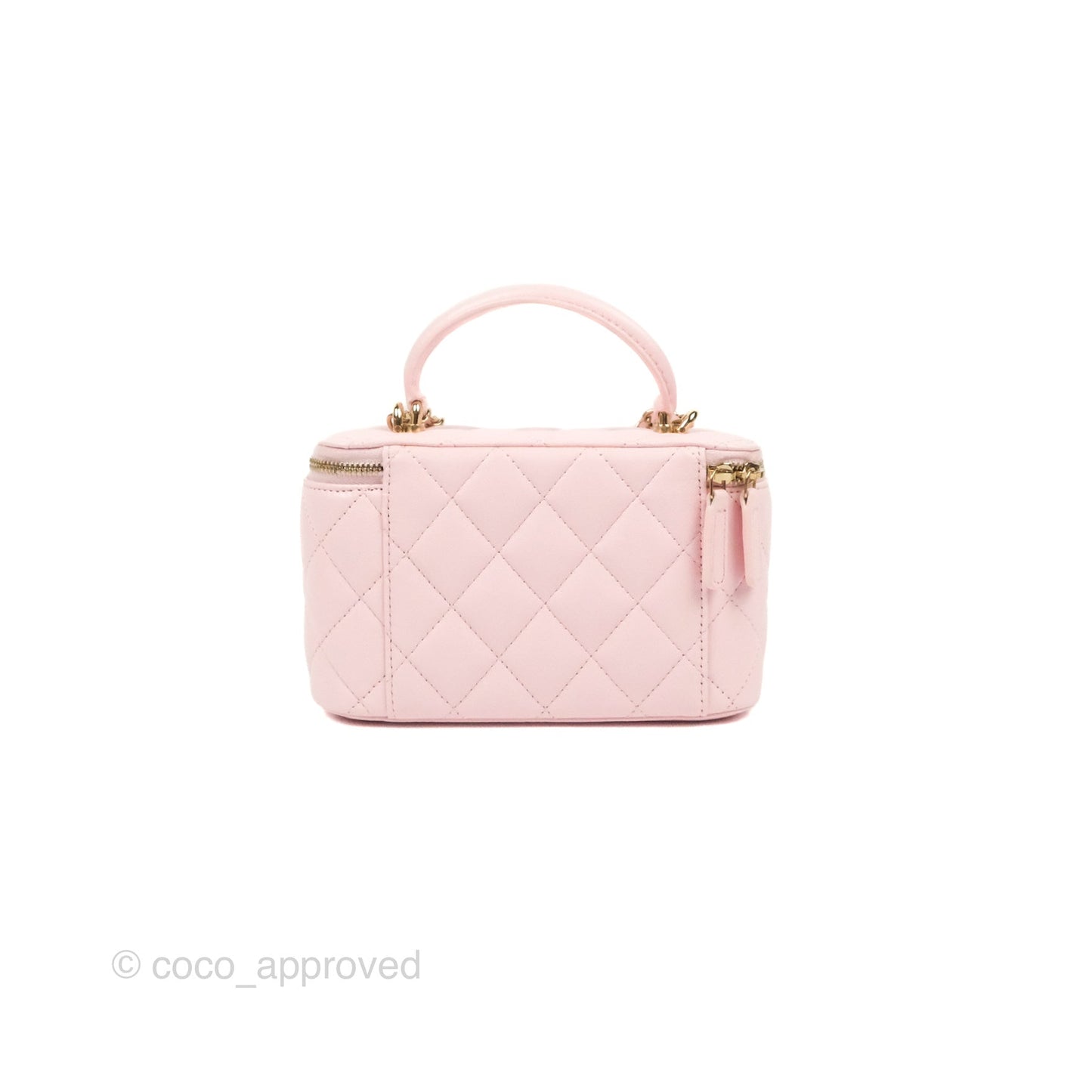 Chanel Vanity Rectangular Top Handle Pink Lambskin Gold Hardware