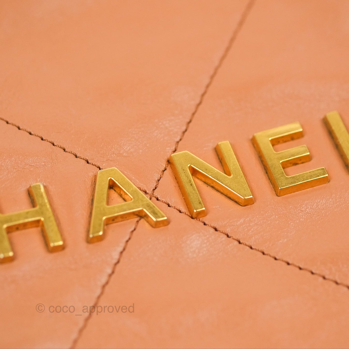 Chanel 22 Small Caramel Beige Shiny Calfskin Aged Gold Hardware