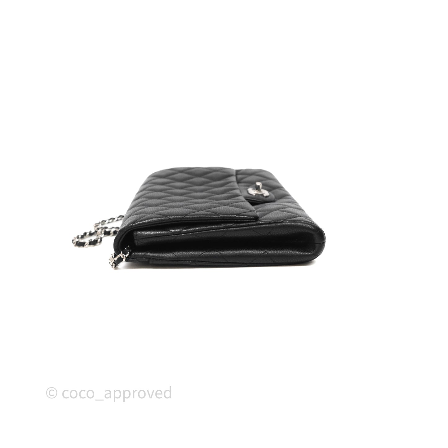 Chanel Quilted Clutch with Chain Black Caviar Silver Hardware