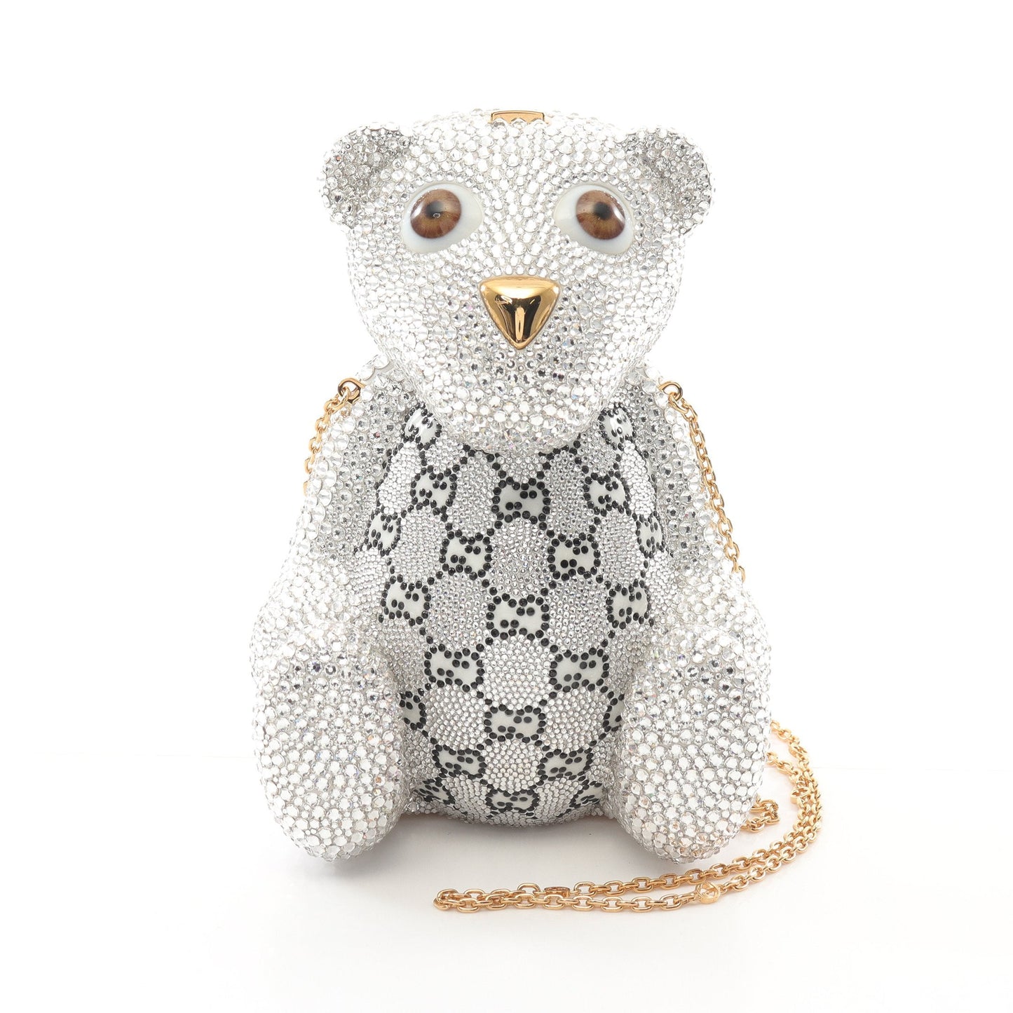 Luxury Gucci Trending 2025 GG Teddy bear Chain shoulder bag Swarovski Clear Multicolor