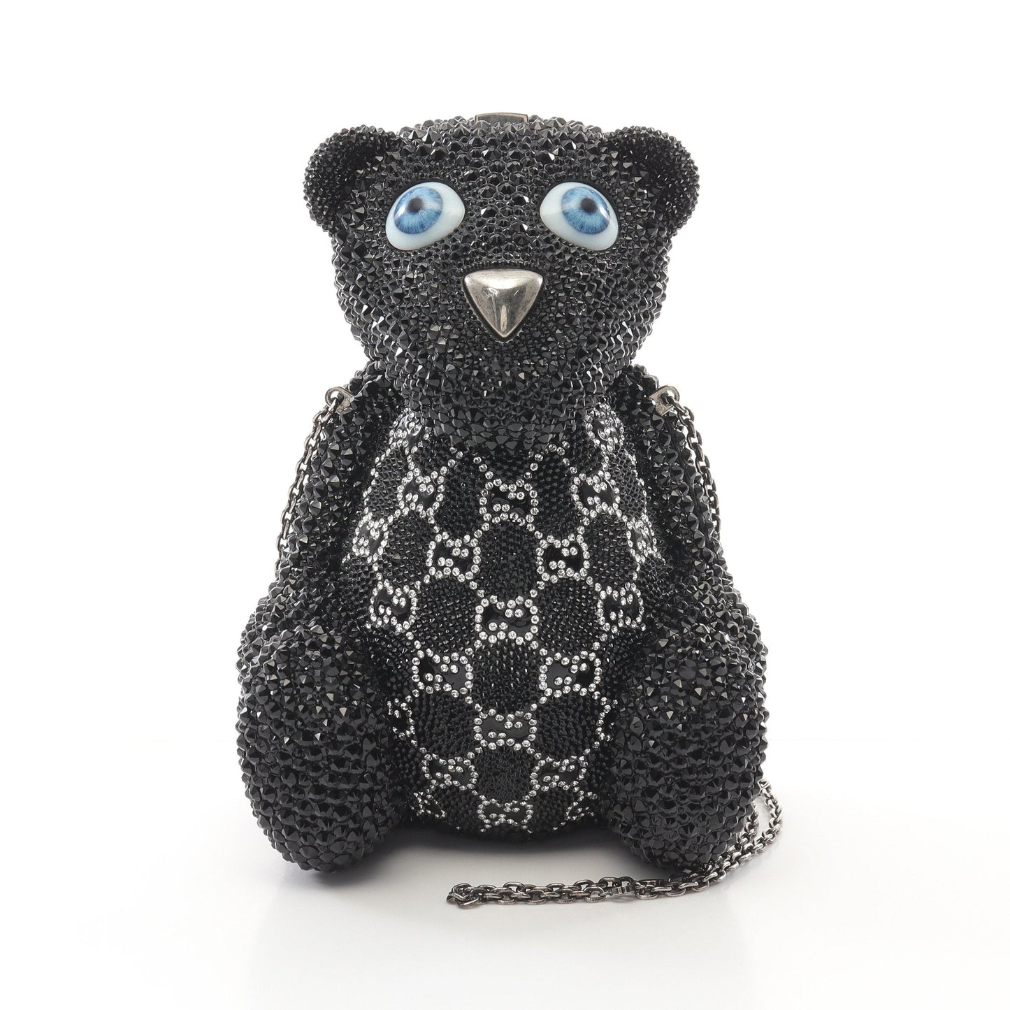 Luxury Gucci Trending 2025 GG Teddy bear Chain shoulder bag Swarovski Black Multicolor