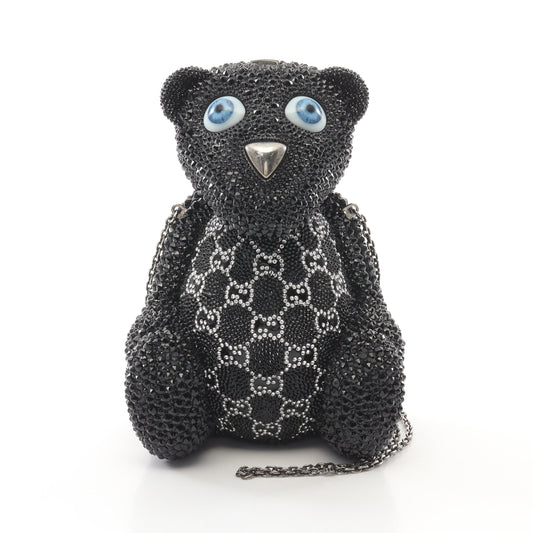 Luxury Gucci Trending 2025 GG Teddy bear Chain shoulder bag Swarovski Black Multicolor