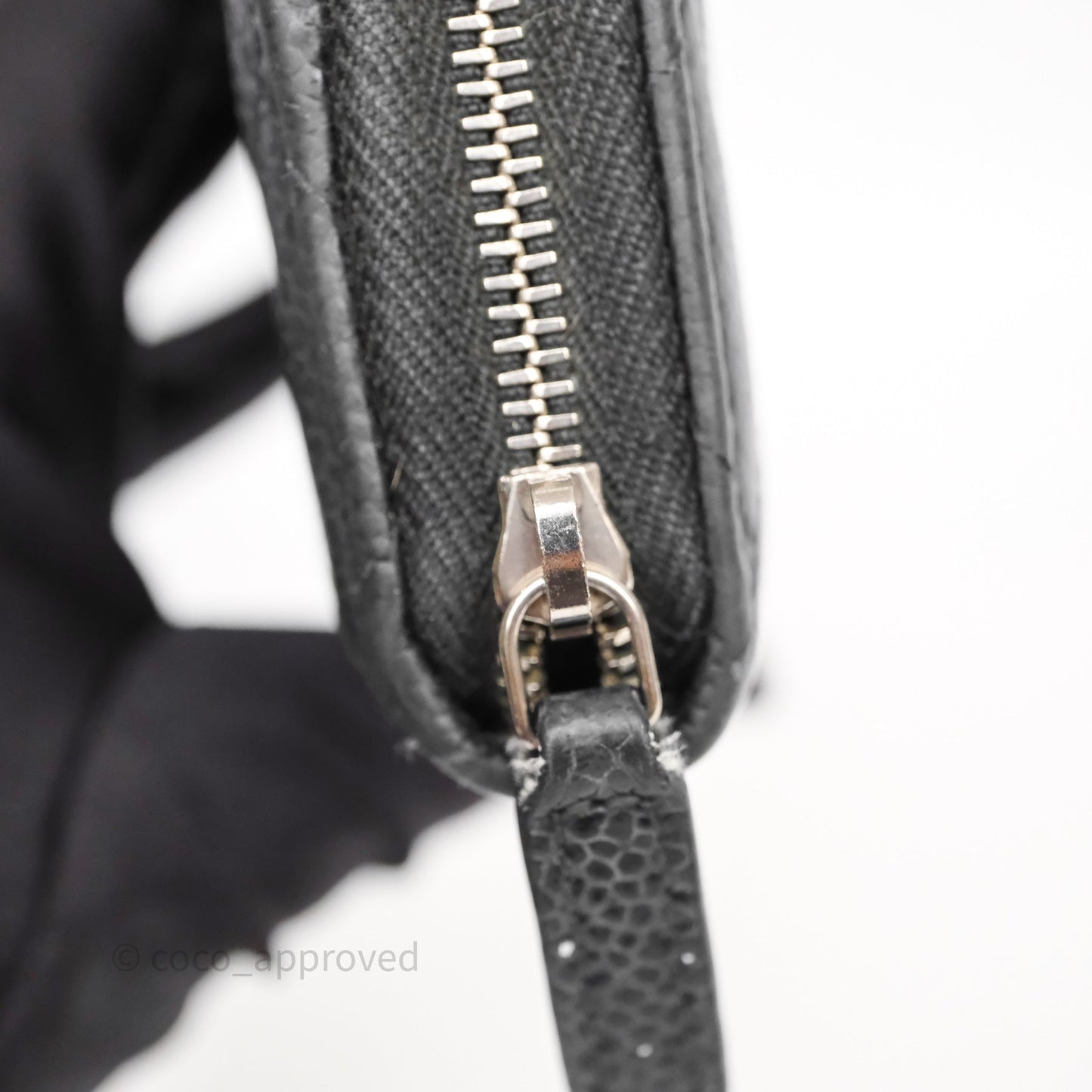 Chanel Classic Zipped Coin Purse Black Caviar Silver Hardware