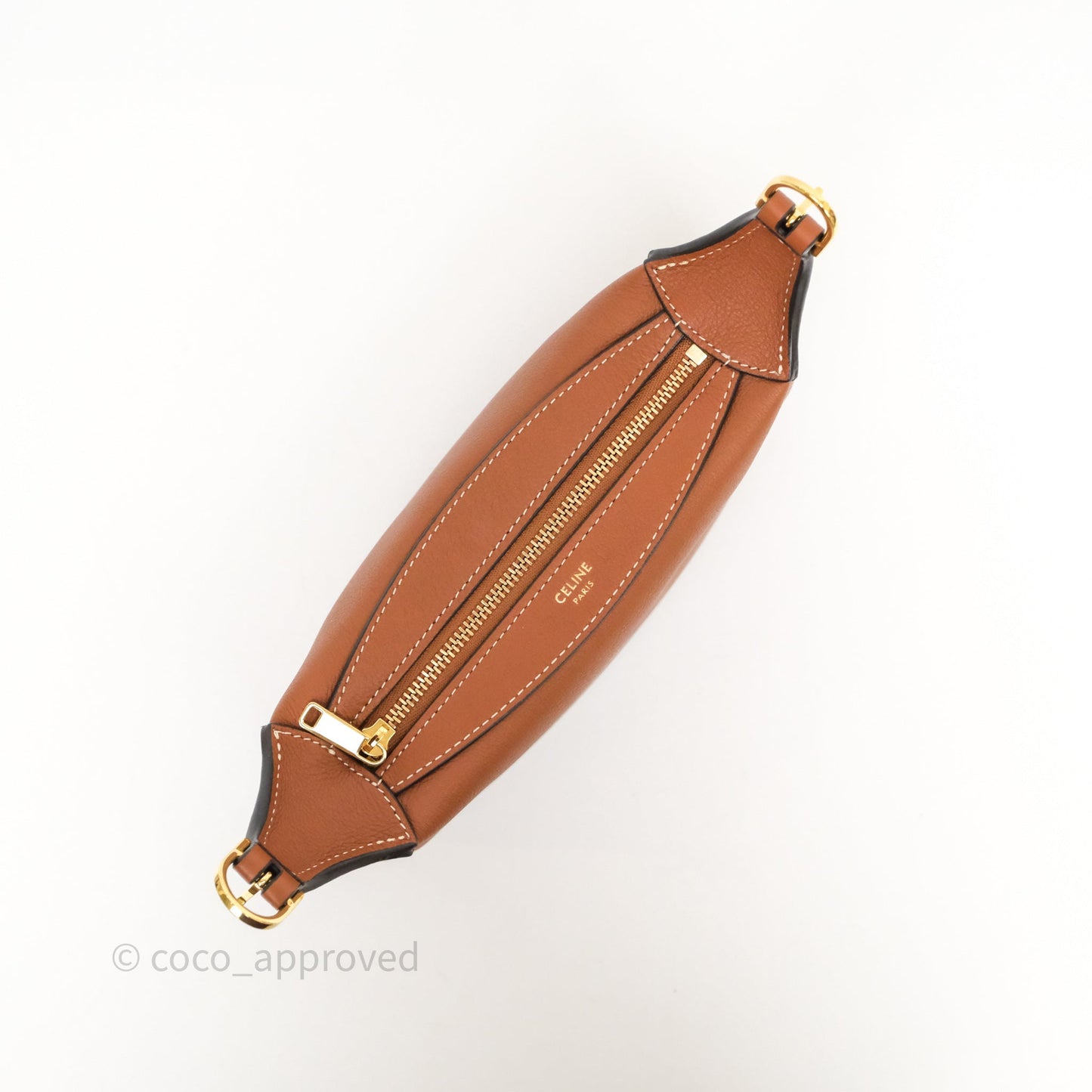 Celine Mini Romy Shoulder Bag Tan Calfskin Gold Hardware