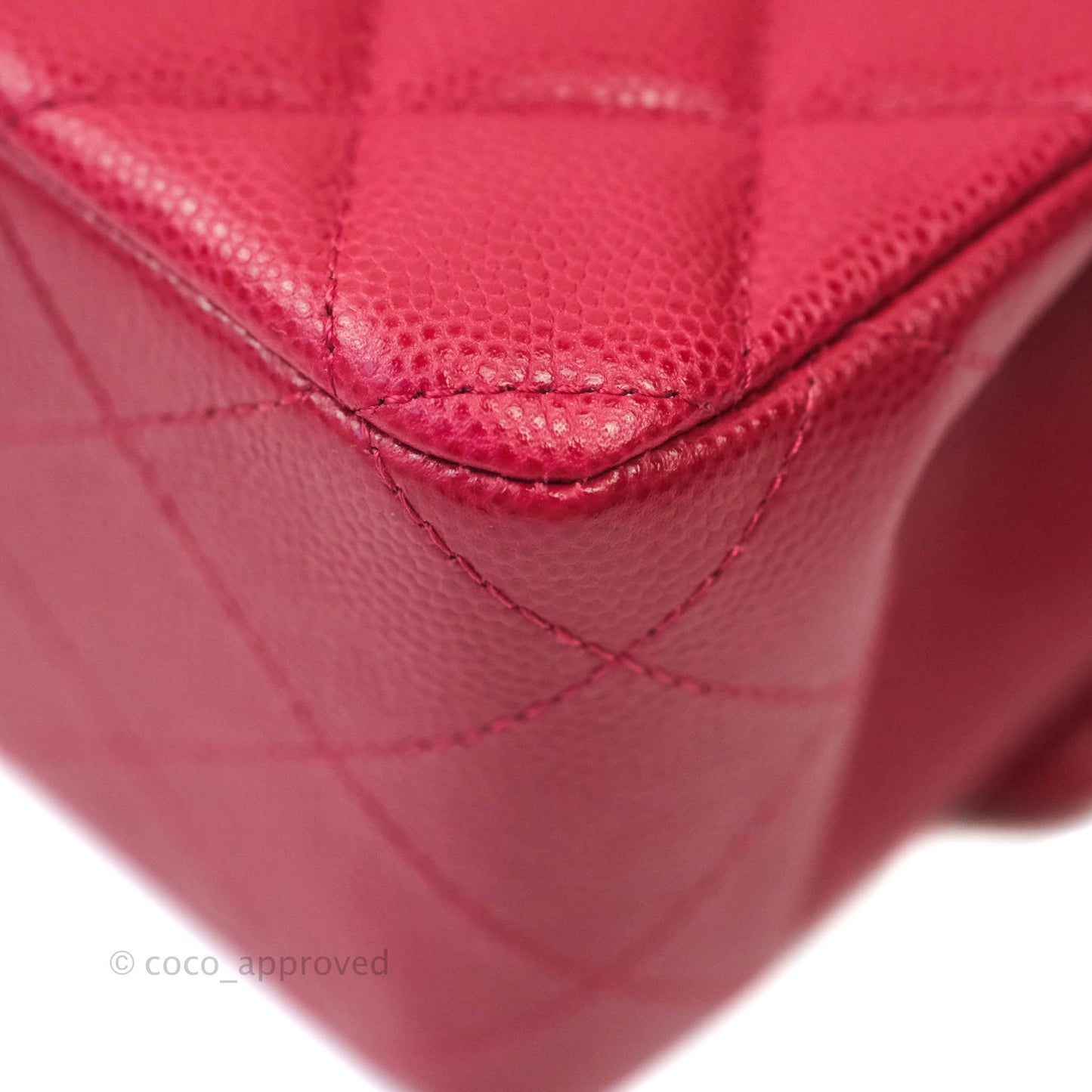 Chanel Classic M/L Medium Double Flap Red Caviar Silver Hardware 18B