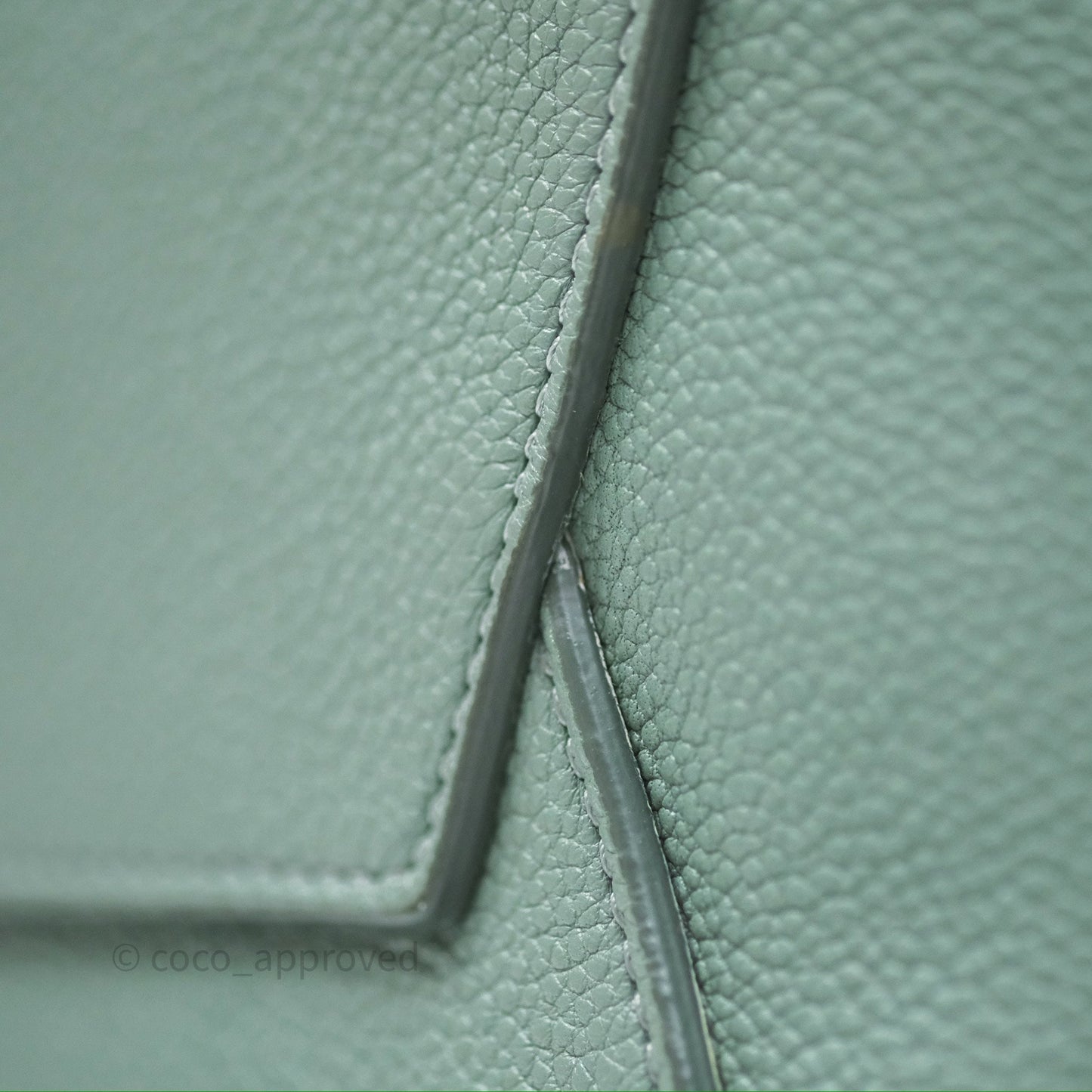 Celine Small Sangle Bucket Bag Light Green Celadon Grained Calfskin Silver Hardware