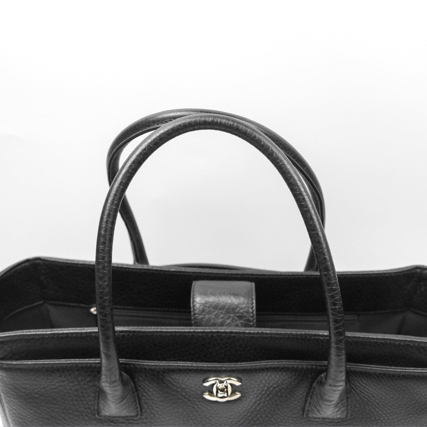 Chanel Executive Tote Bag Black Grained Calfskin Silver Hardware