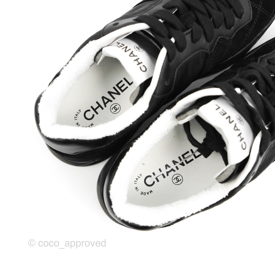 Chanel Suede Quilted Low Top Sneakers Black Size 37.5