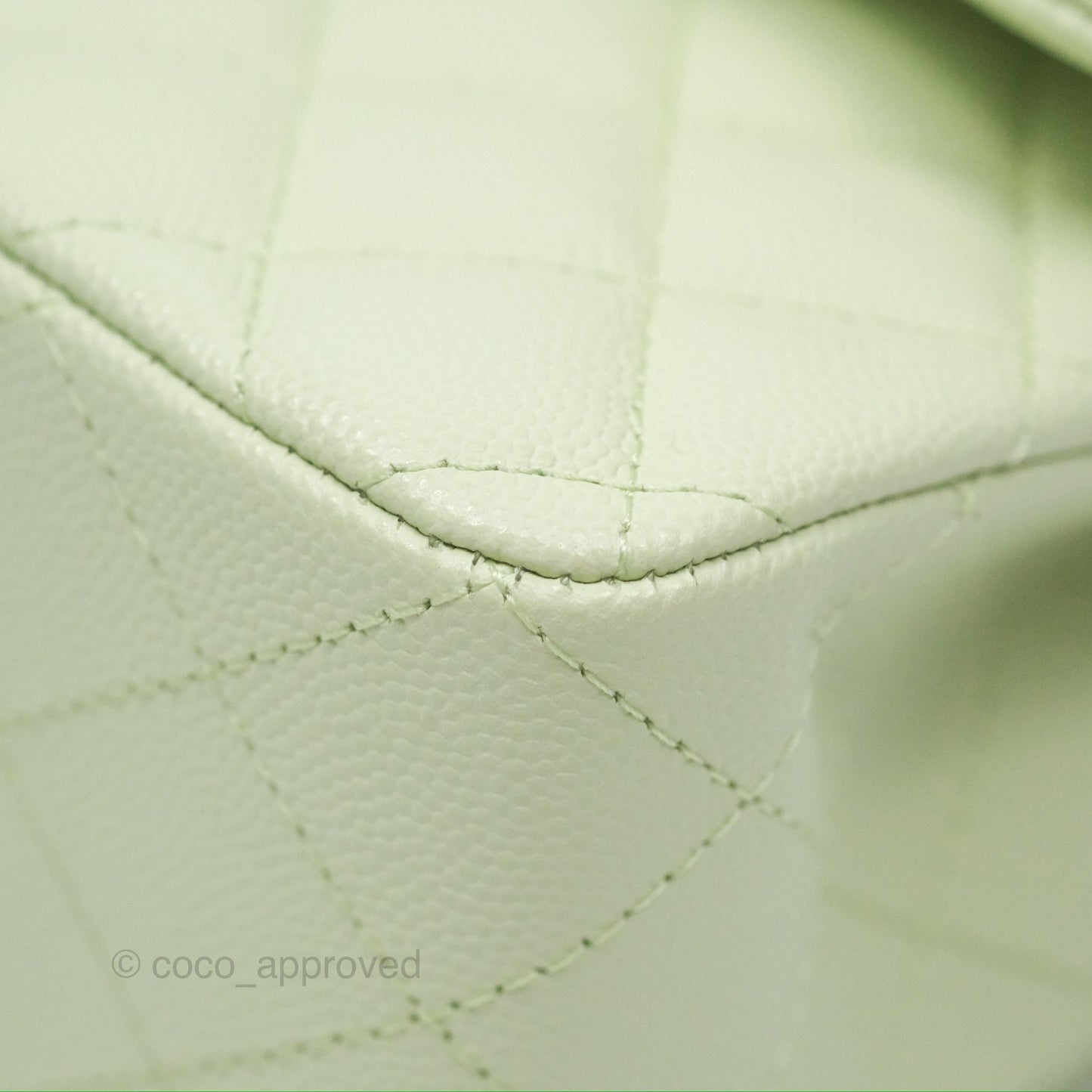 Chanel Small Classic Quilted Flap Mint Green Caviar Gold Hardware 22C