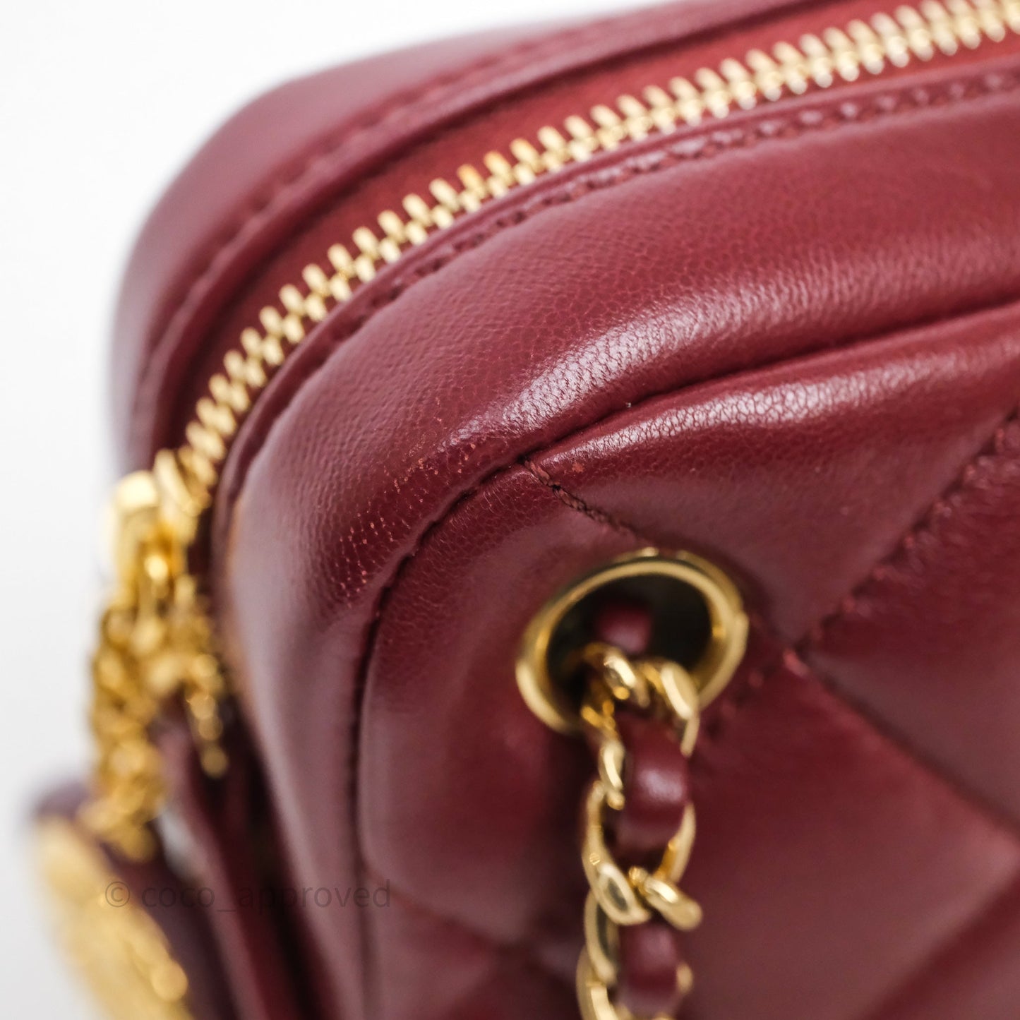 Chanel Small Camera Bag Burgundy Lambskin Gold Hardware